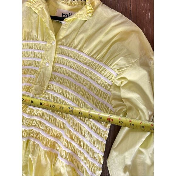 Mii Au Jardin Collection Yellow Cotton Pin tuck Button Down Size Medium - Picture 7 of 9